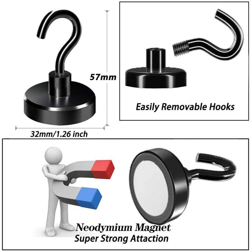 Elefama Strong Magnetic Hooks Heavy Duty 100 LB for Cruise Cabins Refrigerator Hanging BBQ Grill Tools Neodymium Magnets with Hooks Magnetic Hangers Magnet Hooks for Fridge Locker Coat Wreaths - Image 2